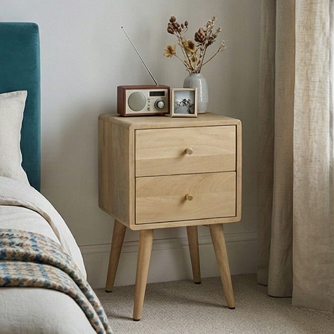 Minimalist Mango Wood Logan Narrow Bedside Table | Luxury Home Accessories | Heulog Glow
