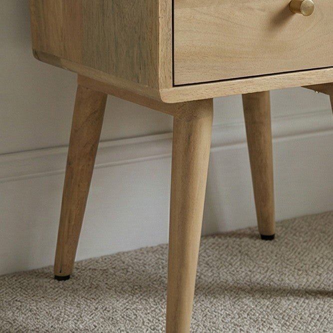 Minimalist Mango Wood Logan Narrow Bedside Table | Luxury Home Accessories | Heulog Glow