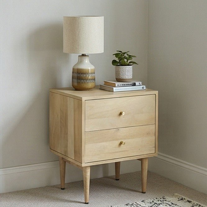 Minimalist Mango Wood Oslo Bedside Table | Luxury Home Accessories | Heulog Glow