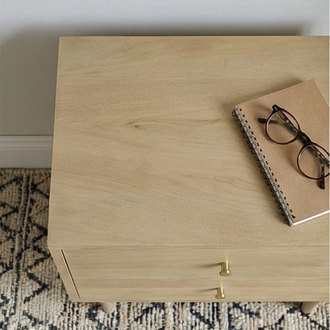Minimalist Mango Wood Oslo Bedside Table | Luxury Home Accessories | Heulog Glow