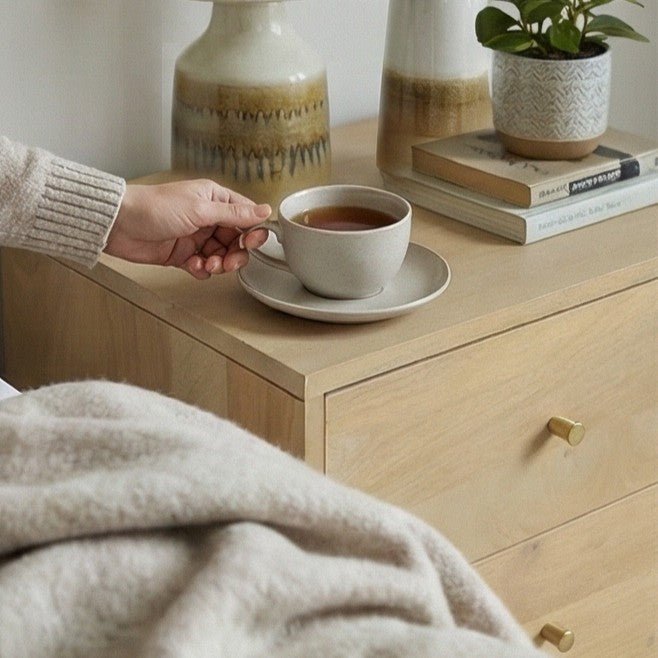Minimalist Mango Wood Oslo Bedside Table | Luxury Home Accessories | Heulog Glow