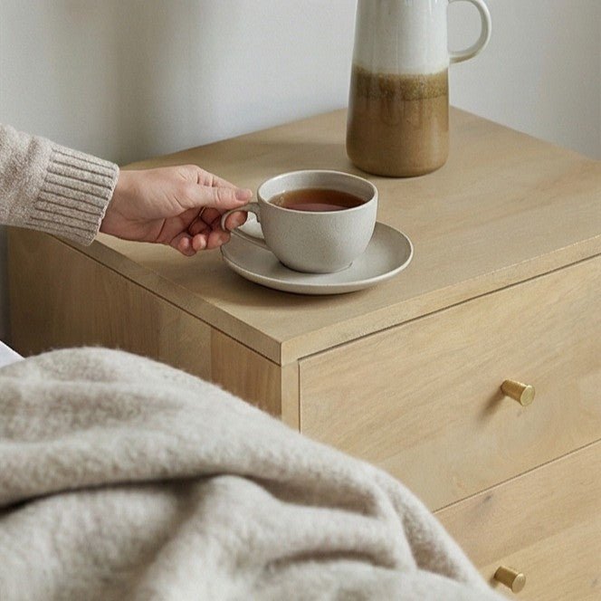 Minimalist Mango Wood Oslo Bedside Table | Luxury Home Accessories | Heulog Glow