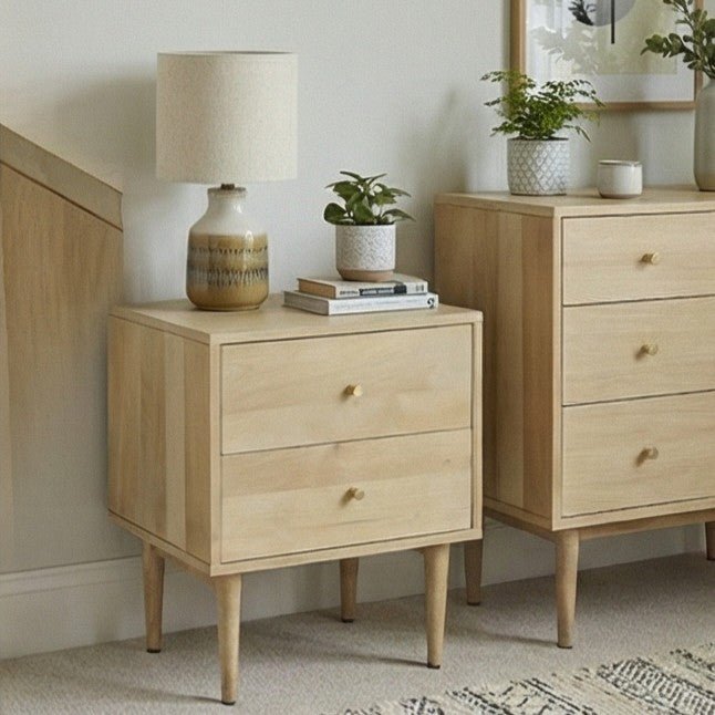 Minimalist Mango Wood Oslo Bedside Table | Luxury Home Accessories | Heulog Glow