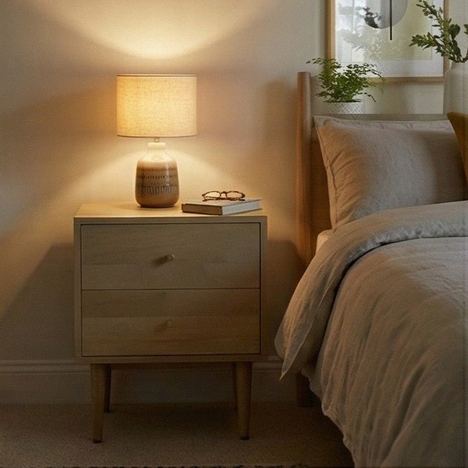 Minimalist Mango Wood Oslo Bedside Table | Luxury Home Accessories | Heulog Glow