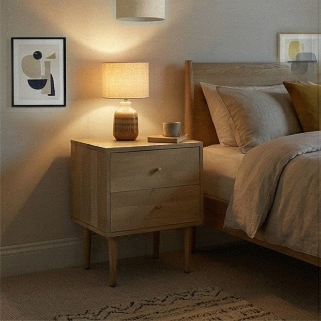 Minimalist Mango Wood Oslo Bedside Table | Luxury Home Accessories | Heulog Glow