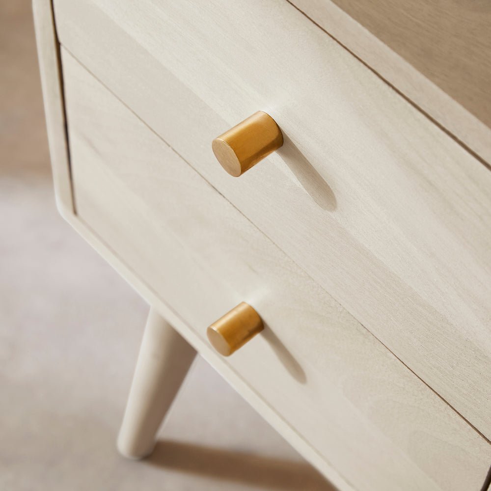 Minimalist Mango Wood White Logan Narrow Bedside Table | Luxury Home Accessories | Heulog Glow