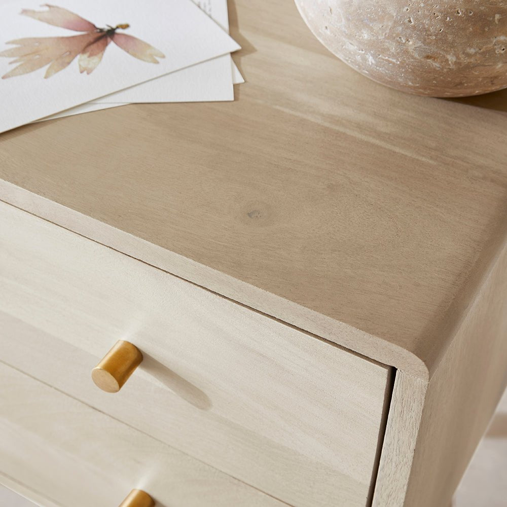 Minimalist Mango Wood White Logan Narrow Bedside Table | Luxury Home Accessories | Heulog Glow