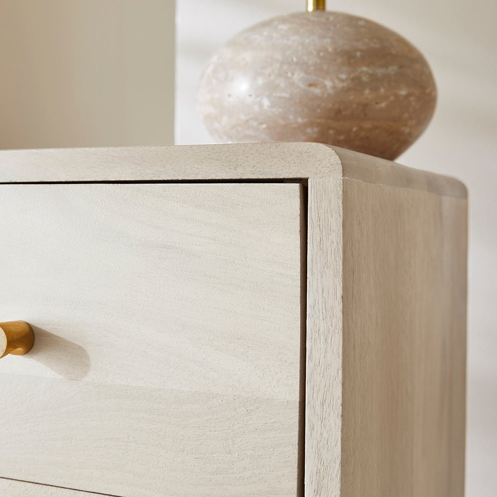 Minimalist Mango Wood White Logan Narrow Bedside Table | Luxury Home Accessories | Heulog Glow