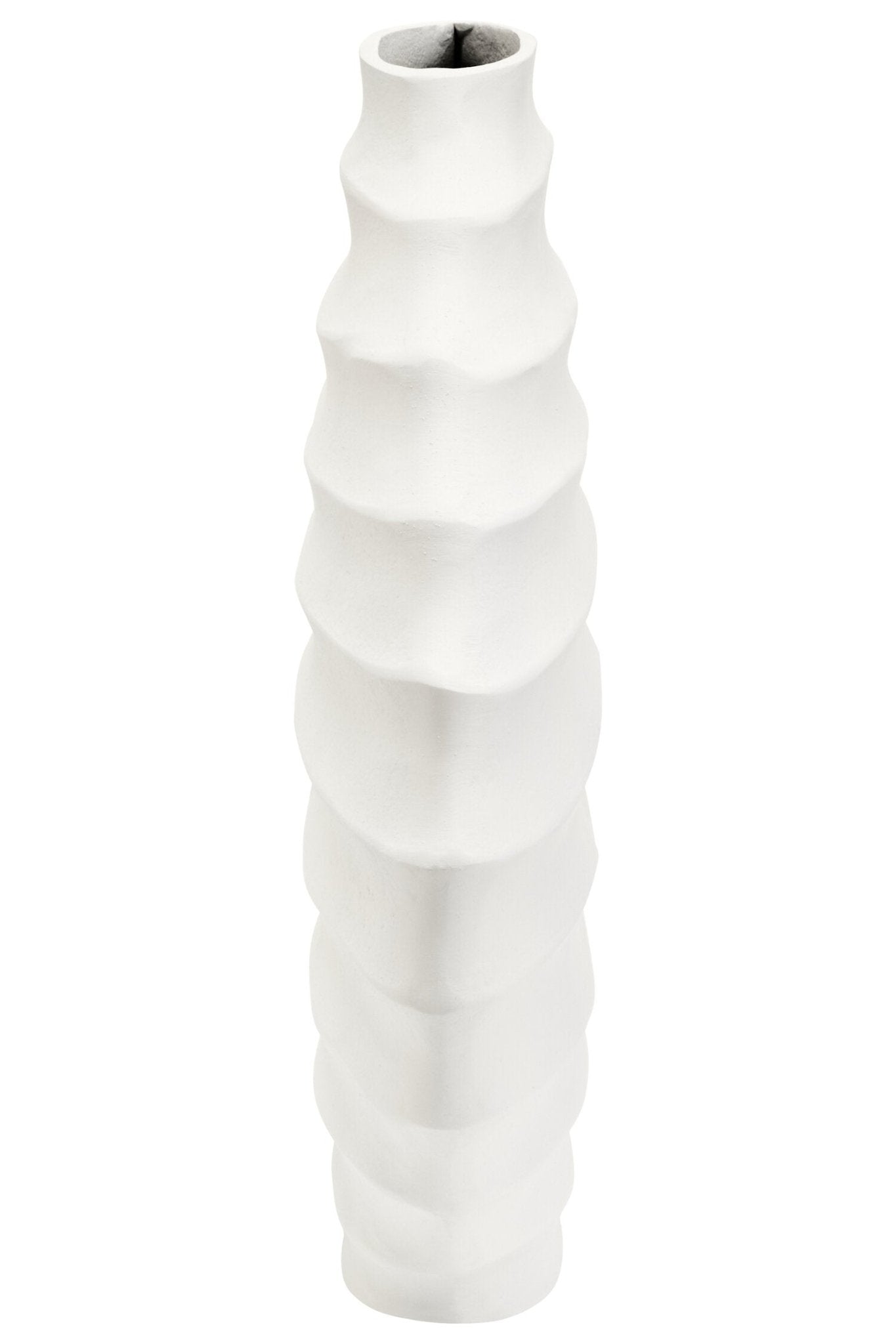 Mira Large Ivory Finish Rippled Round Vase | Luxury Home Accessories | Heulog Glow