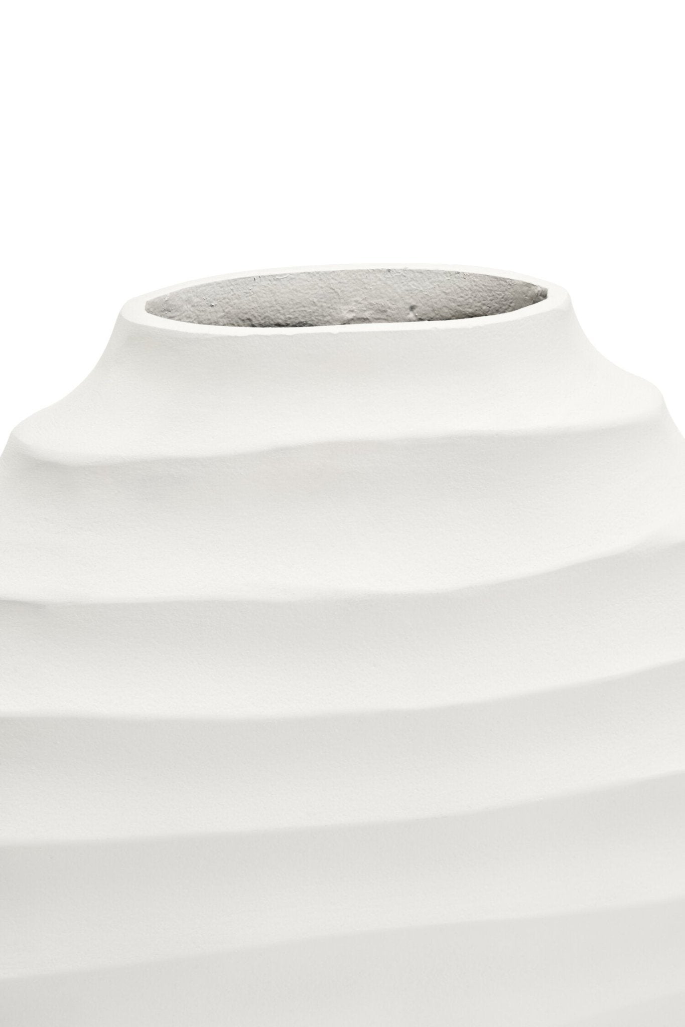 Mira Large Ivory Finish Rippled Round Vase | Luxury Home Accessories | Heulog Glow