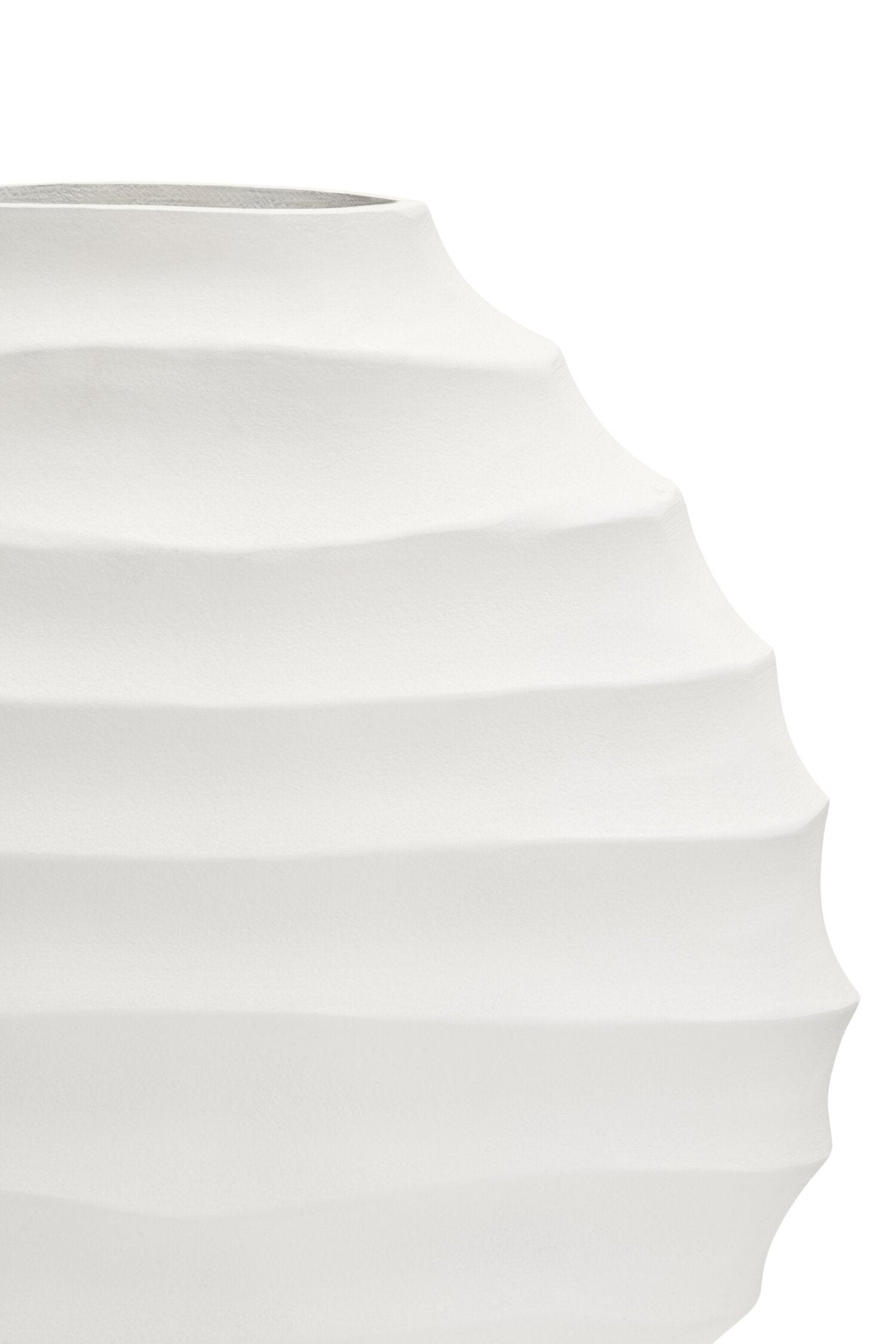 Mira Large Ivory Finish Rippled Round Vase | Luxury Home Accessories | Heulog Glow