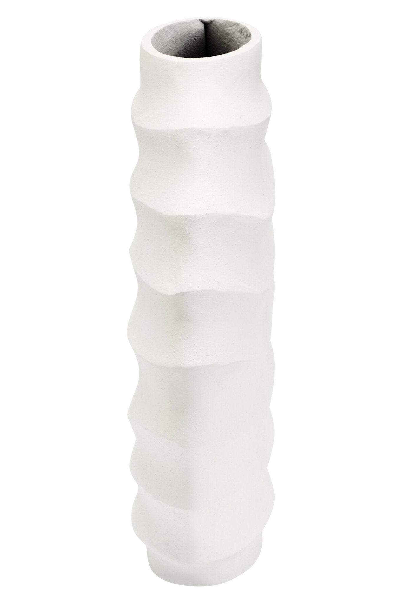 Mira Small Ivory Finish Rippled Round Vase | Luxury Home Accessories | Heulog Glow