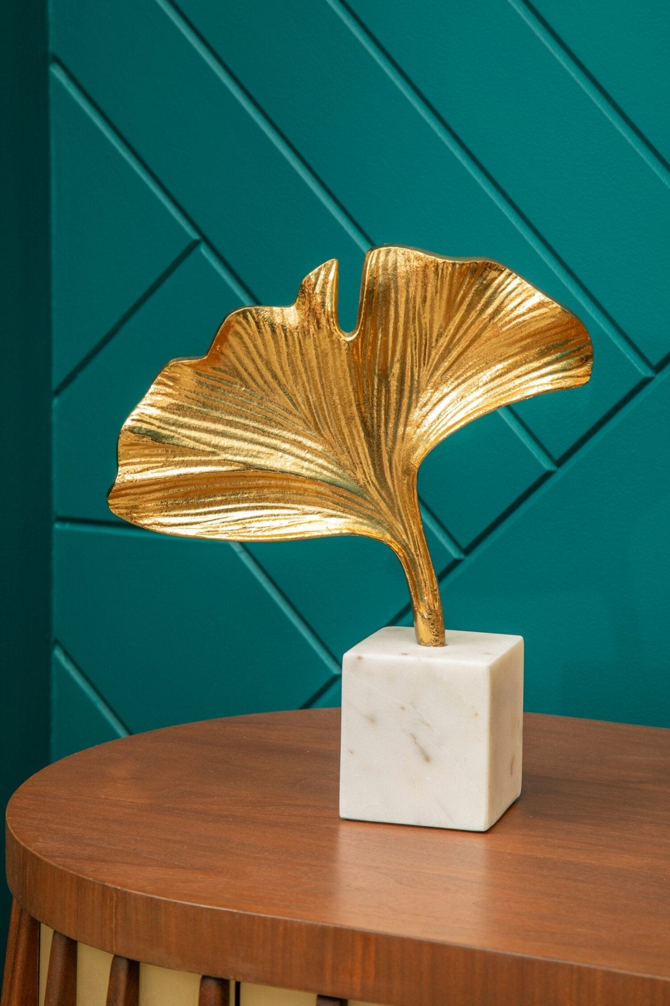 Mirano Gold Finish Ginkgo Sculpture | Luxury Home Accessories | Heulog Glow