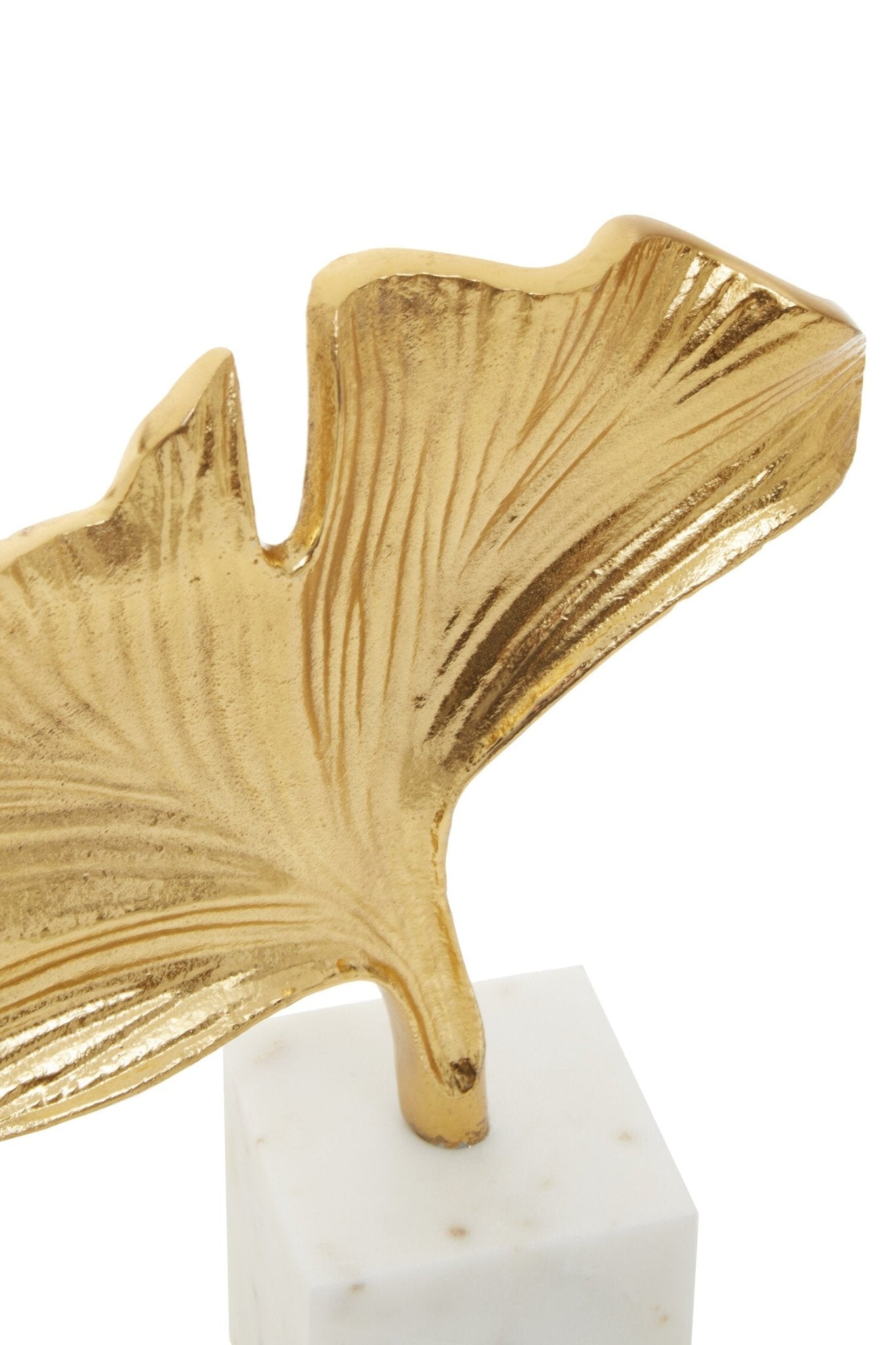 Mirano Gold Finish Ginkgo Sculpture | Luxury Home Accessories | Heulog Glow