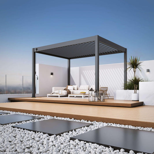 Modena Aluminium Pergola 4m x 3m Free Standing with LED Package | Luxury Home Accessories | Heulog Glow