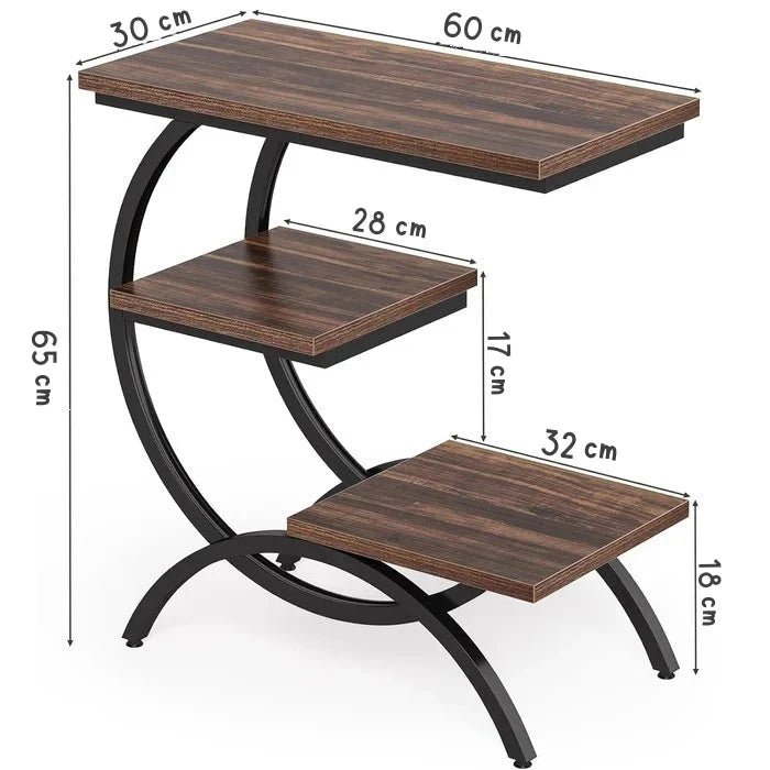 Modern C-Shaped Side Table - Living Room & Bedroom Accent Table with Curved Metal Frame | Luxury Home Accessories | Heulog Glow
