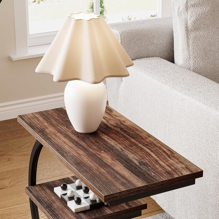 Modern C-Shaped Side Table - Living Room & Bedroom Accent Table with Curved Metal Frame | Luxury Home Accessories | Heulog Glow