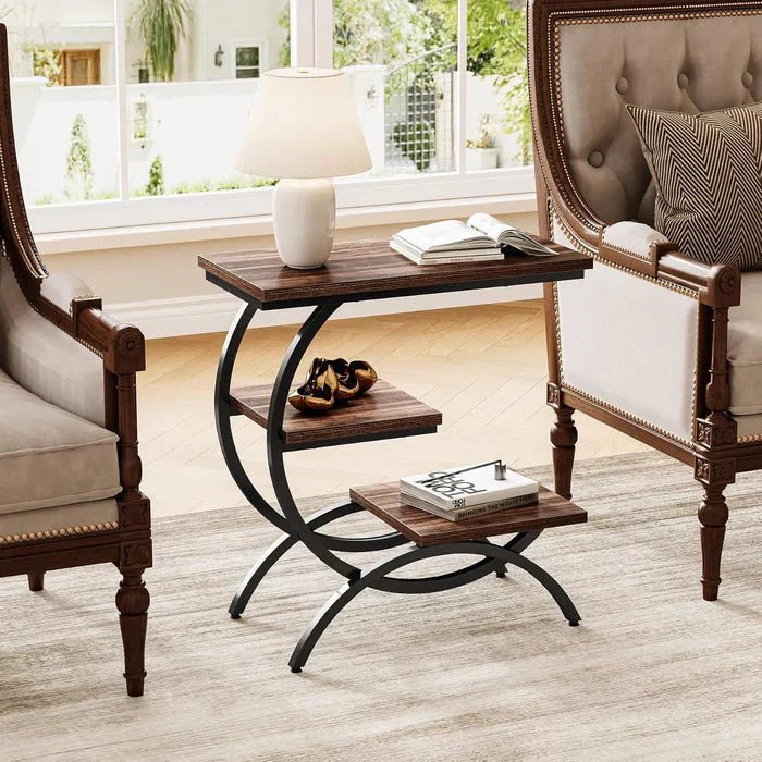 Modern C-Shaped Side Table - Living Room & Bedroom Accent Table with Curved Metal Frame | Luxury Home Accessories | Heulog Glow