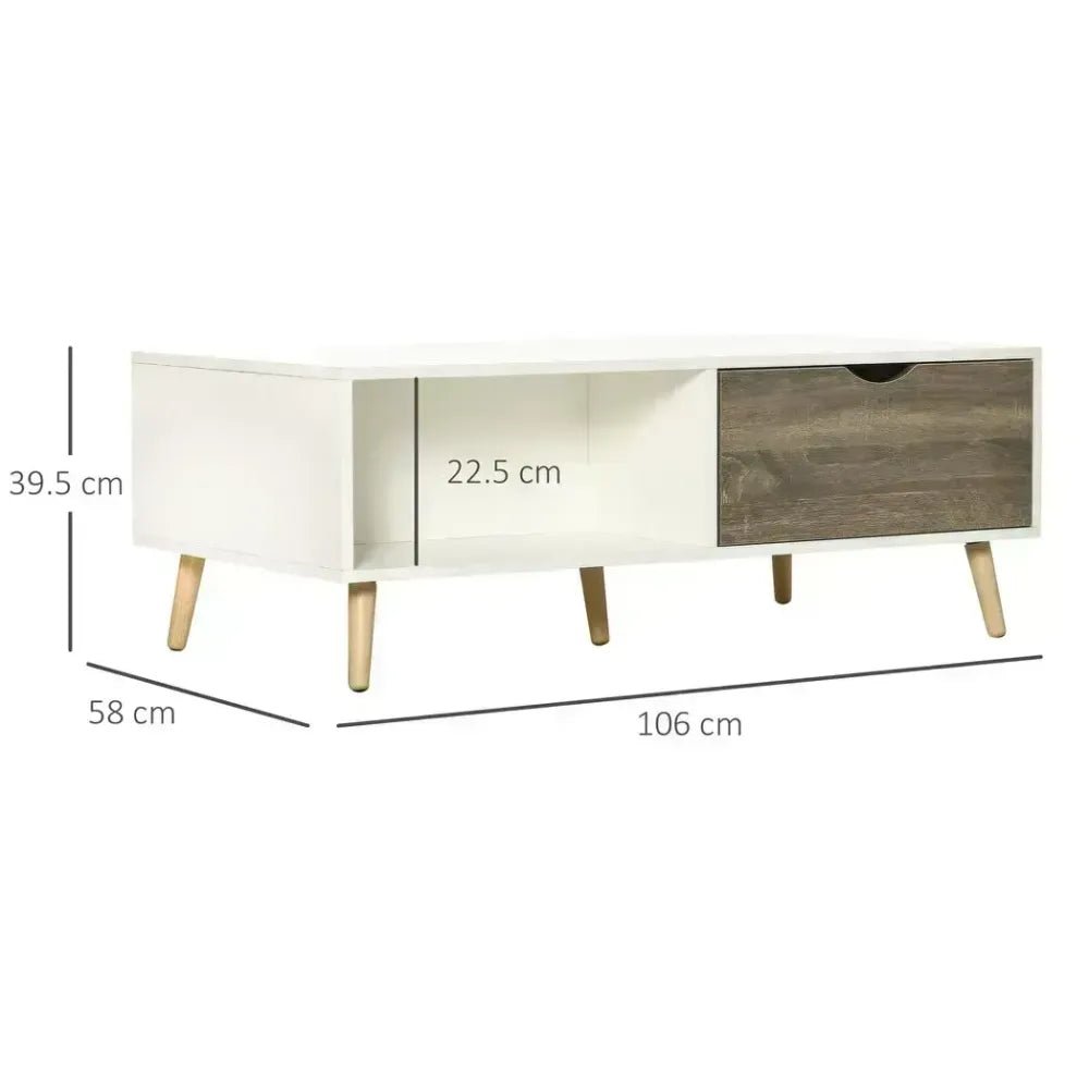 Modern Coffee Tables for Living Room w/ Storage Shelves, 2 Drawers, White | Luxury Home Accessories | Heulog Glow