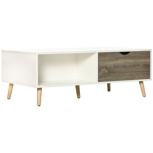 Modern Coffee Tables for Living Room w/ Storage Shelves, 2 Drawers, White | Luxury Home Accessories | Heulog Glow