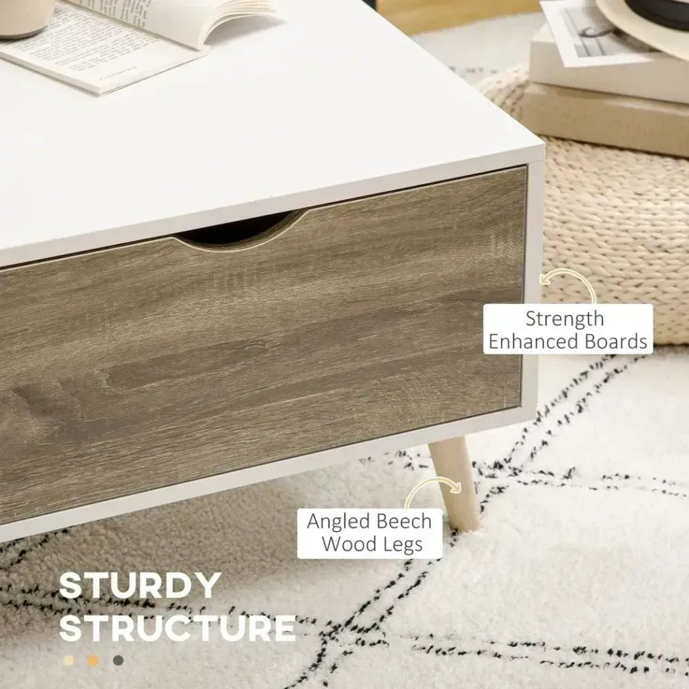 Modern Coffee Tables for Living Room w/ Storage Shelves, 2 Drawers, White | Luxury Home Accessories | Heulog Glow