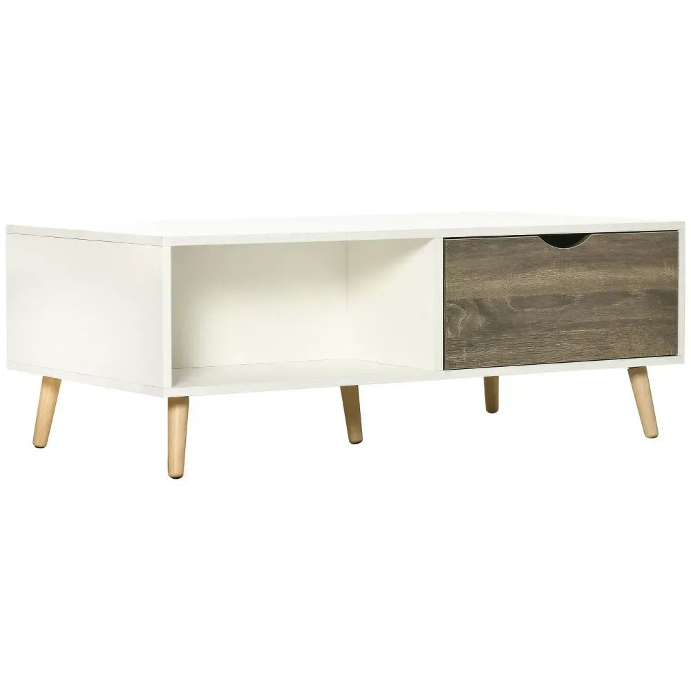 Modern Coffee Tables for Living Room w/ Storage Shelves, 2 Drawers, White | Luxury Home Accessories | Heulog Glow