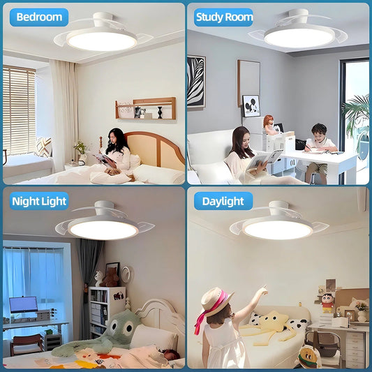 Modern Invisible Ceiling Fan with LED Light DC motor Large Air | Luxury Home Accessories | Heulog Glow
