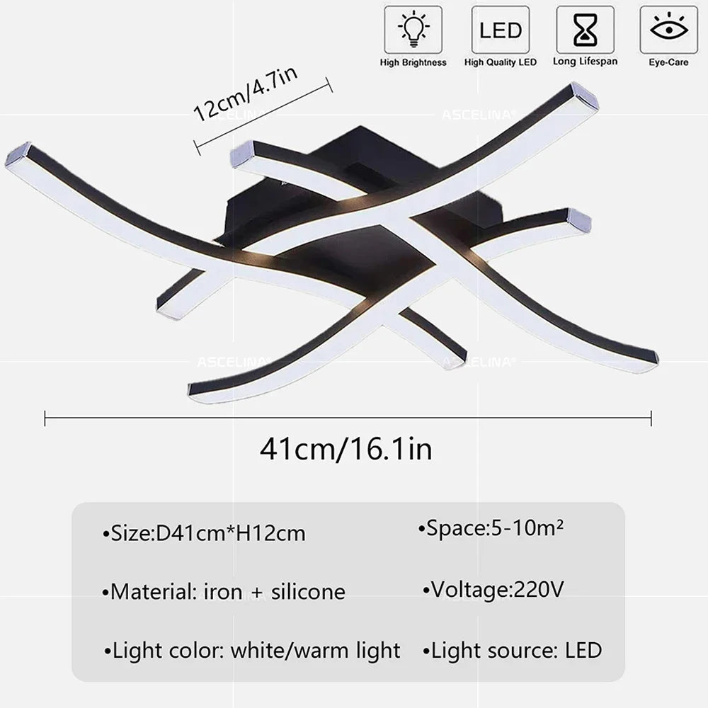 Modern LED Ceiling Light Long Wave Lamp | Luxury Home Accessories | Heulog Glow