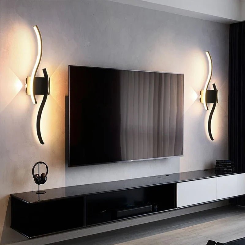 Modern LED Strip Wall Lamp Double Curve with Remote Control | Luxury Home Accessories | Heulog Glow