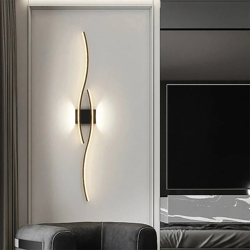 Modern LED Strip Wall Lamp Double Curve with Remote Control | Luxury Home Accessories | Heulog Glow