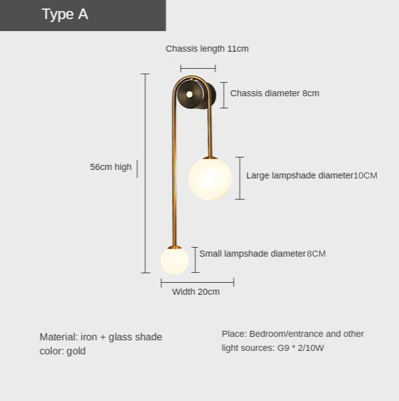 Modern Wall Lamp Glass Ball Lampshade | Luxury Home Accessories | Heulog Glow