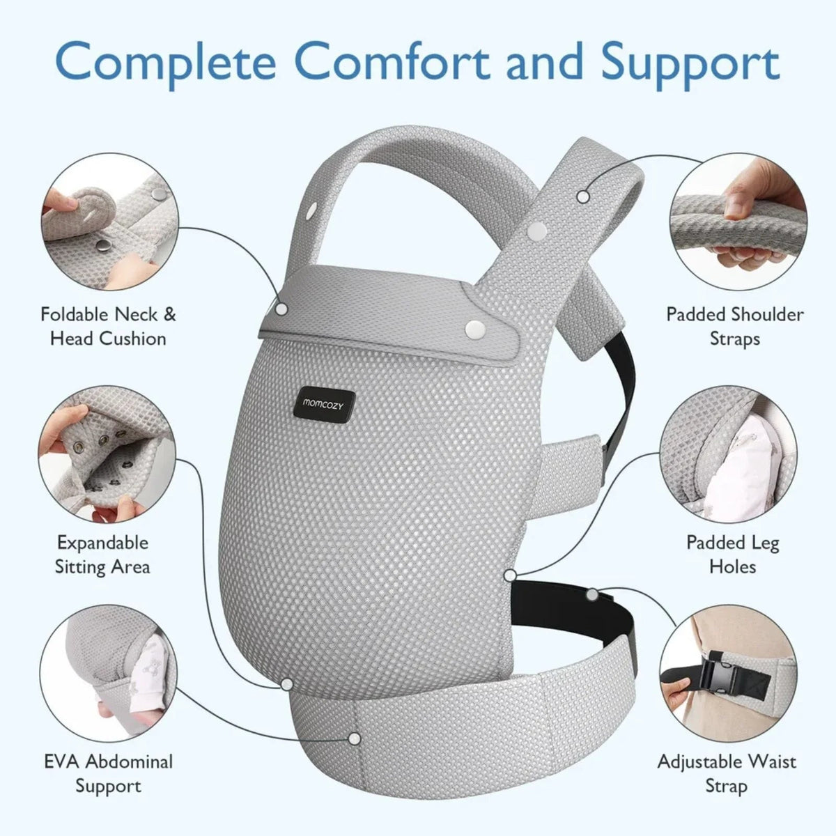 Momcozy Baby Carrier Newborn to Toddler Air Mesh - Grey | Luxury Home Accessories | Heulog Glow