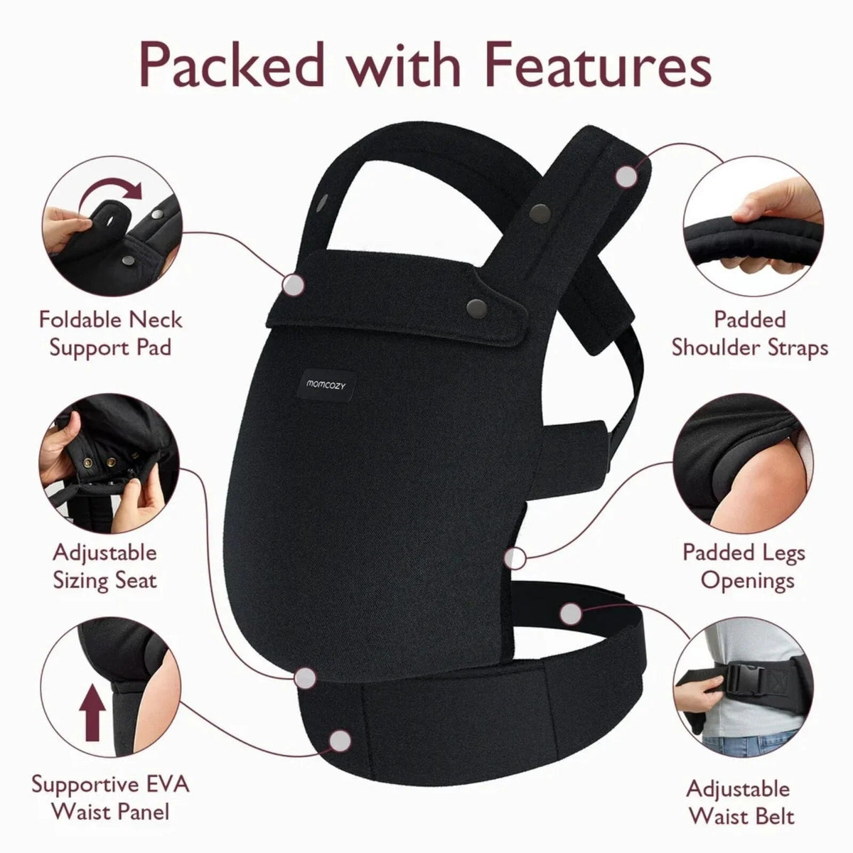 Momcozy Baby Carrier Newborn to Toddler Cotton - Black | Luxury Home Accessories | Heulog Glow