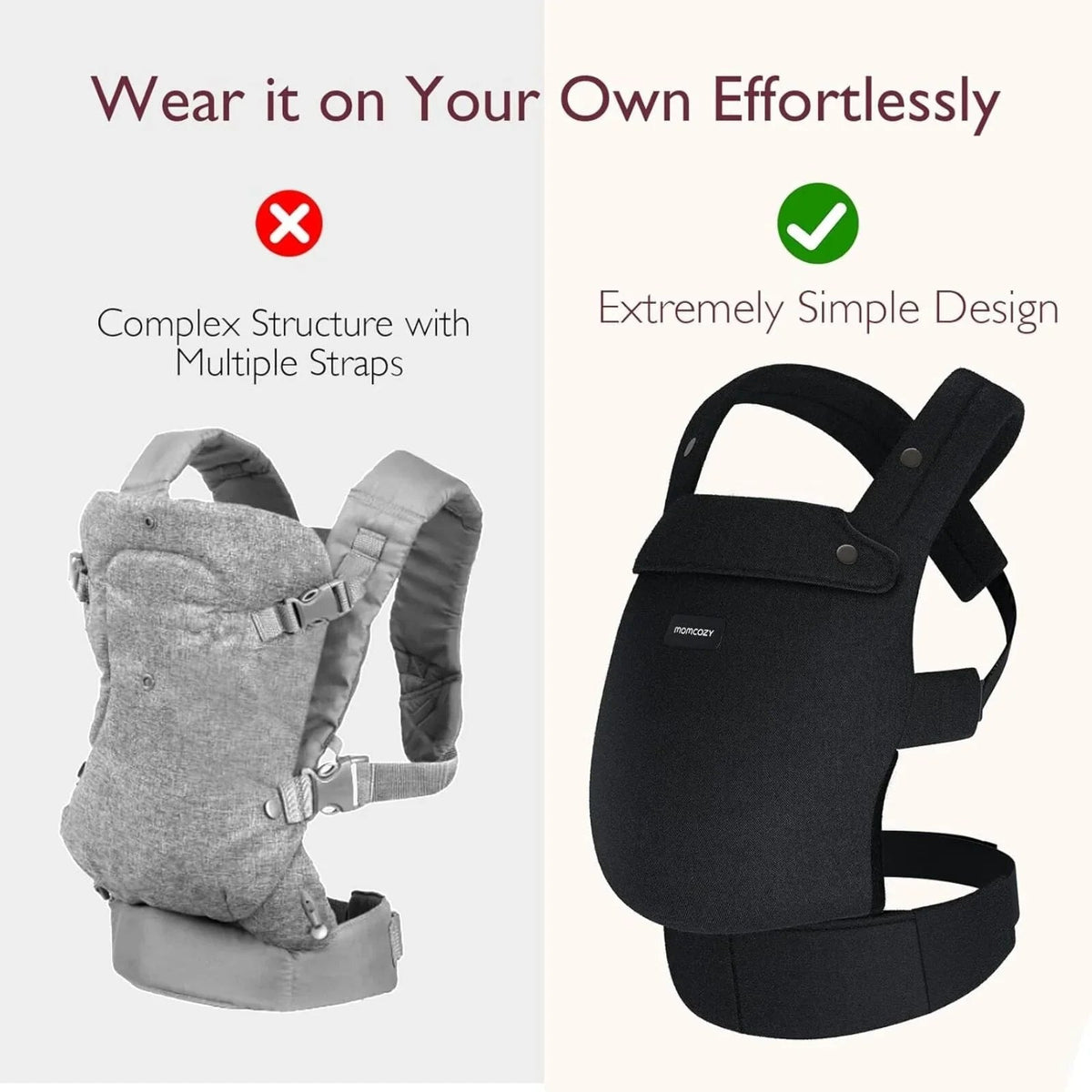 Momcozy Baby Carrier Newborn to Toddler Cotton - Black | Luxury Home Accessories | Heulog Glow