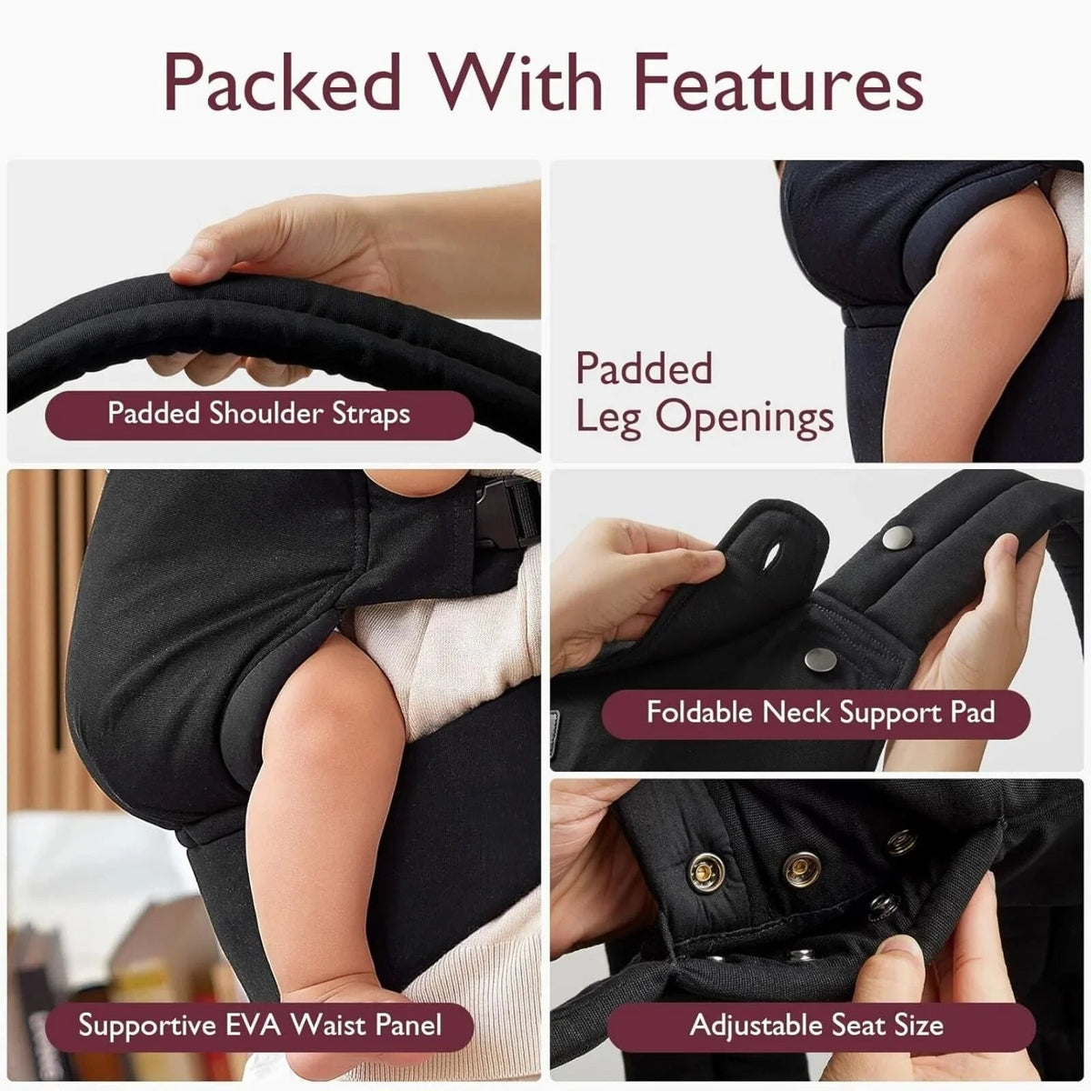 Momcozy Baby Carrier Newborn to Toddler Cotton - Black | Luxury Home Accessories | Heulog Glow