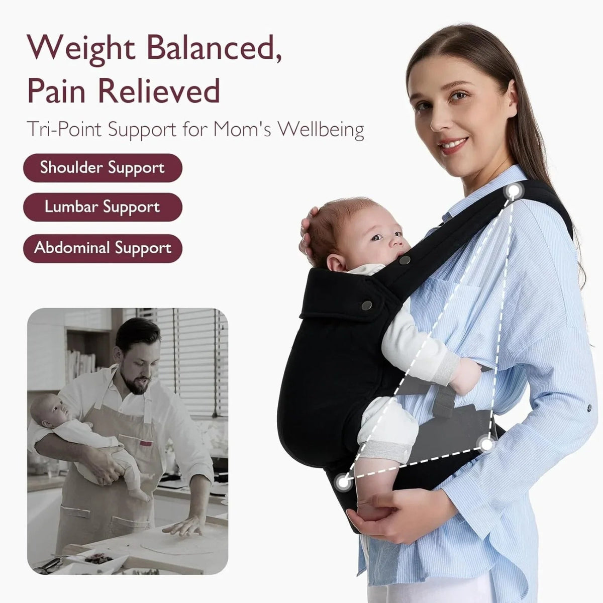 Momcozy Baby Carrier Newborn to Toddler Cotton - Black | Luxury Home Accessories | Heulog Glow