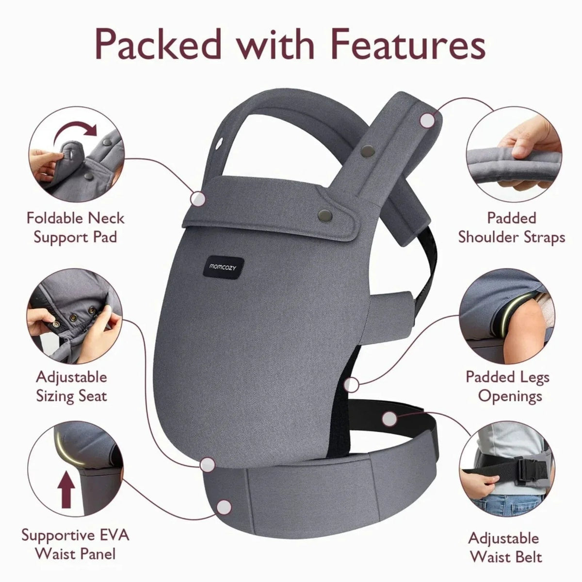 Momcozy Baby Carrier Newborn to Toddler Cotton - Grey | Luxury Home Accessories | Heulog Glow
