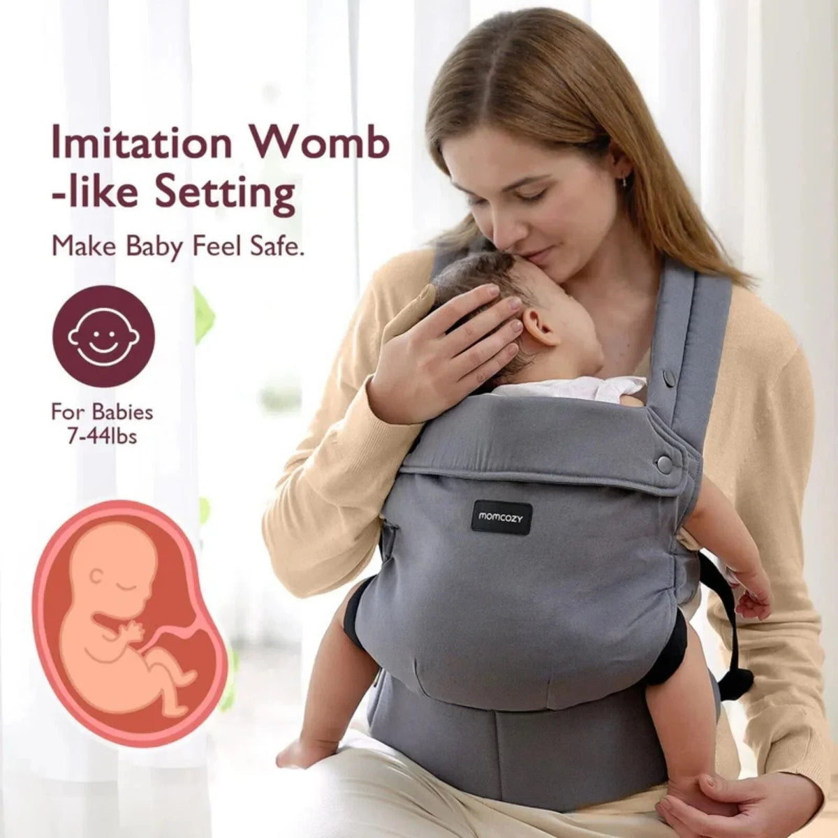 Momcozy Baby Carrier Newborn to Toddler Cotton - Grey | Luxury Home Accessories | Heulog Glow