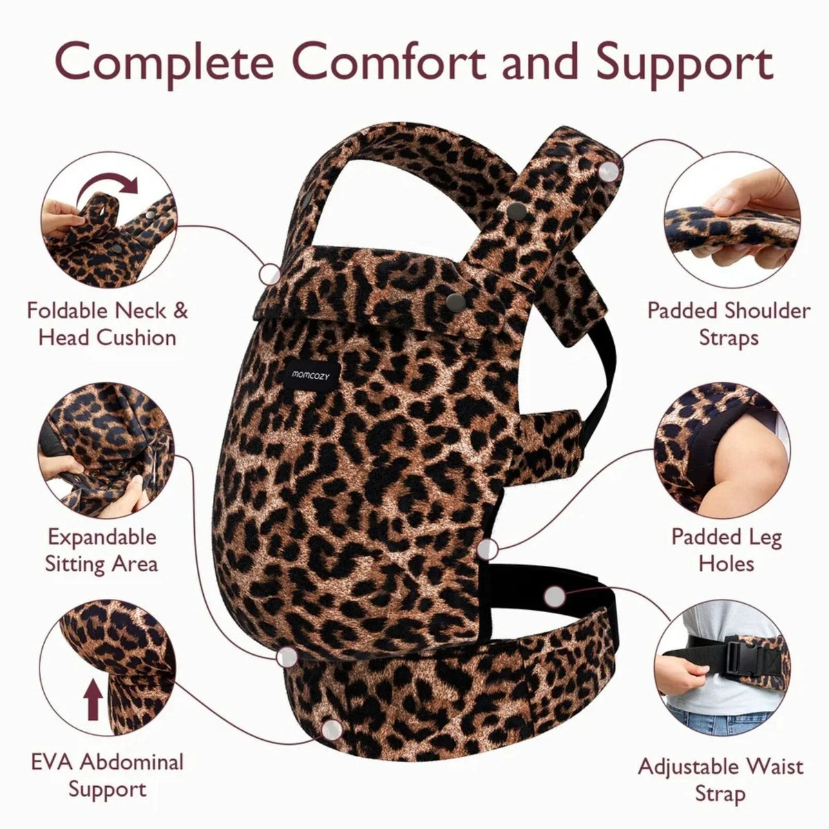 Momcozy Baby Carrier Newborn to Toddler Cotton - Leopard | Luxury Home Accessories | Heulog Glow