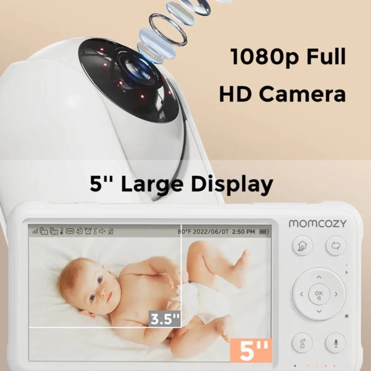 Momcozy BM01 5" Baby Monitor & Camera | Luxury Home Accessories | Heulog Glow