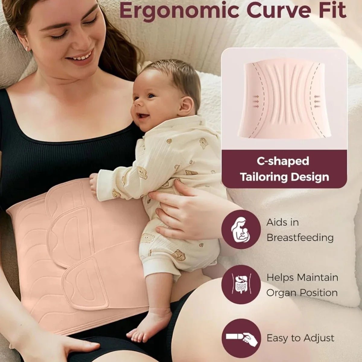 Momcozy Ergowrap Postpartum Belly Band Standard L - Oyster Pink | Luxury Home Accessories | Heulog Glow