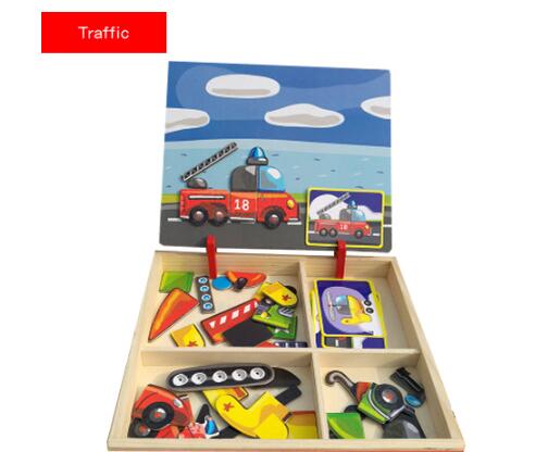 Montessori Magnetic Fun Puzzle Children's Wooden Puzzle Box Game Cartoon Educational Painting Toys For Children Gift Antistress | Luxury Home Accessories | Heulog Glow