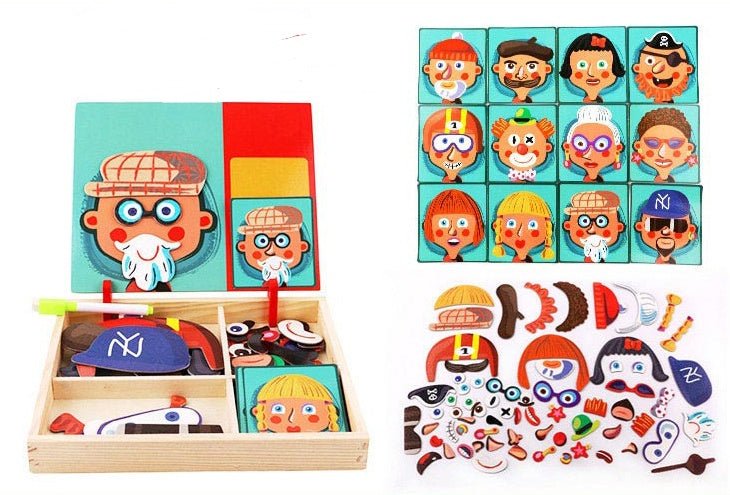 Montessori Magnetic Fun Puzzle Children's Wooden Puzzle Box Game Cartoon Educational Painting Toys For Children Gift Antistress | Luxury Home Accessories | Heulog Glow