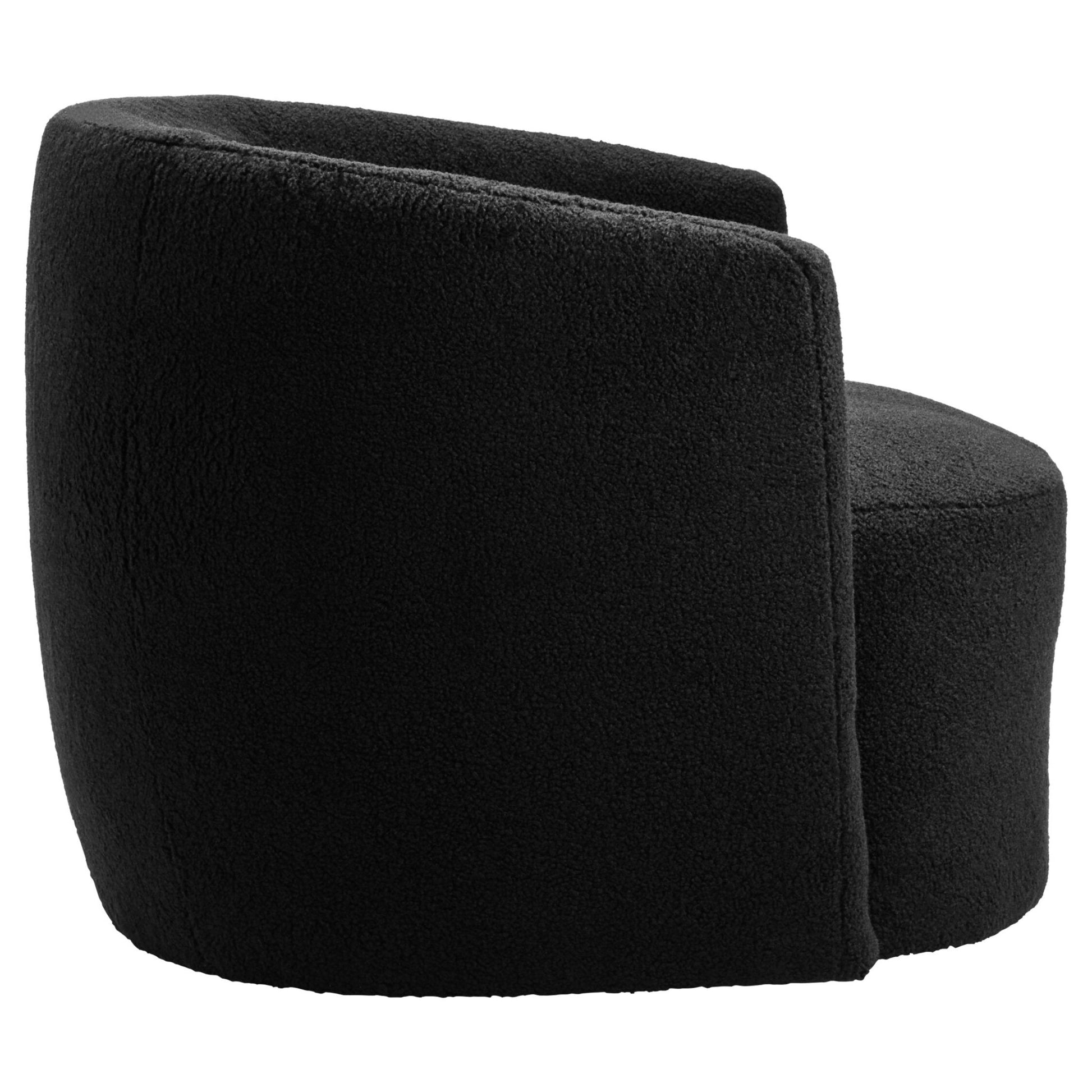 Montreal Black Boucle Effect Curved Lounge Chair With Swivel Base | Luxury Home Accessories | Heulog Glow