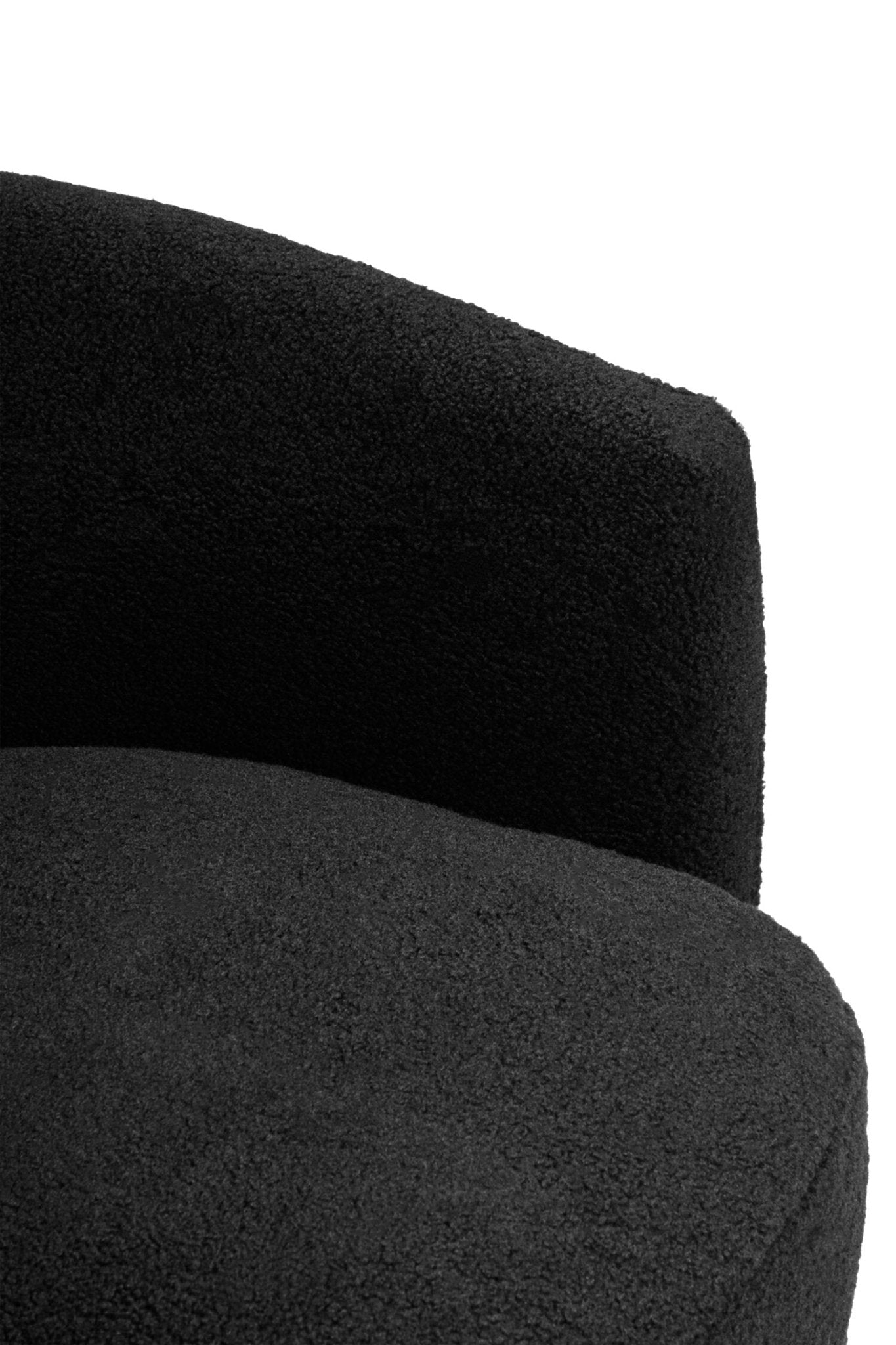 Montreal Black Boucle Effect Curved Lounge Chair With Swivel Base | Luxury Home Accessories | Heulog Glow