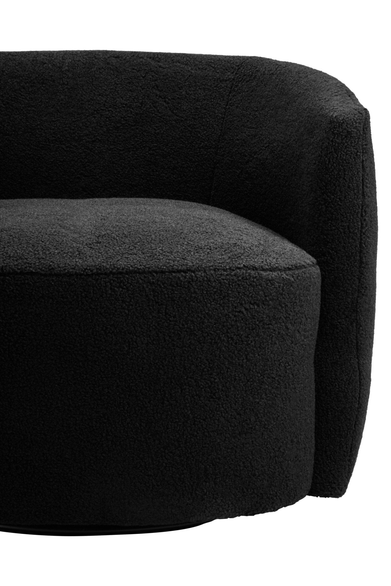 Montreal Black Boucle Effect Curved Lounge Chair With Swivel Base | Luxury Home Accessories | Heulog Glow