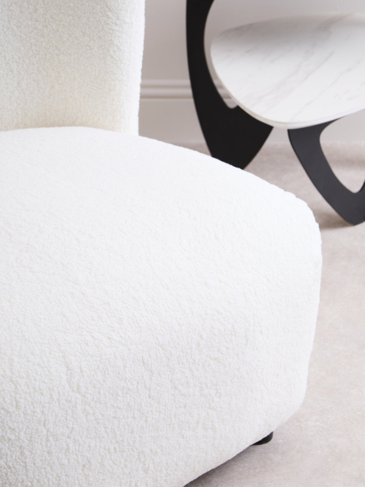 Montreal Ivory Boucle Effect Armless Lounge Chair | Luxury Home Accessories | Heulog Glow