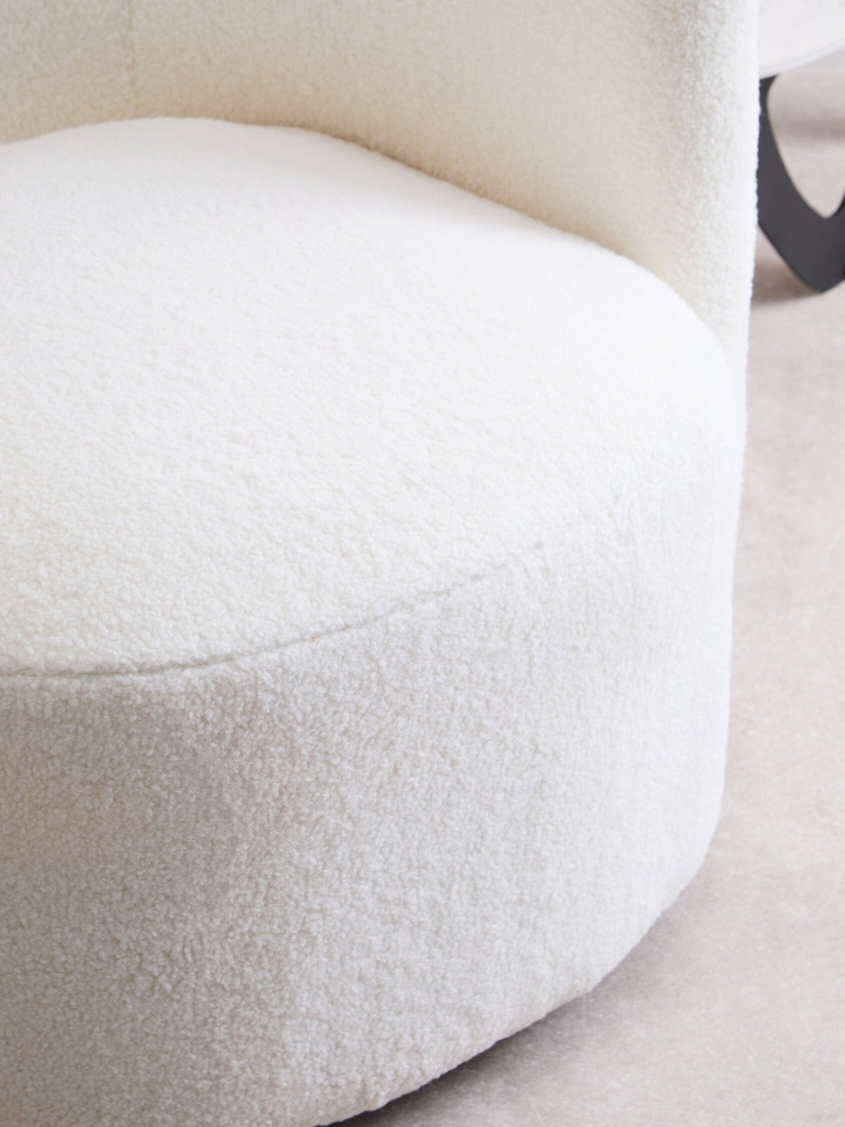 Montreal Ivory Boucle Effect Curved Lounge Chair With Swivel Base | Luxury Home Accessories | Heulog Glow