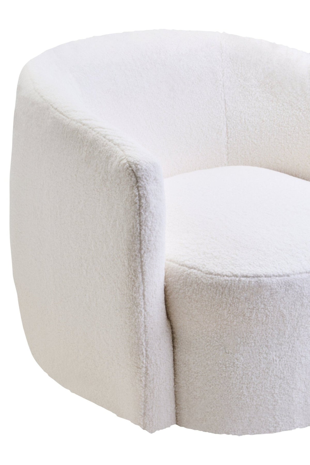 Montreal Ivory Boucle Effect Curved Lounge Chair With Swivel Base | Luxury Home Accessories | Heulog Glow