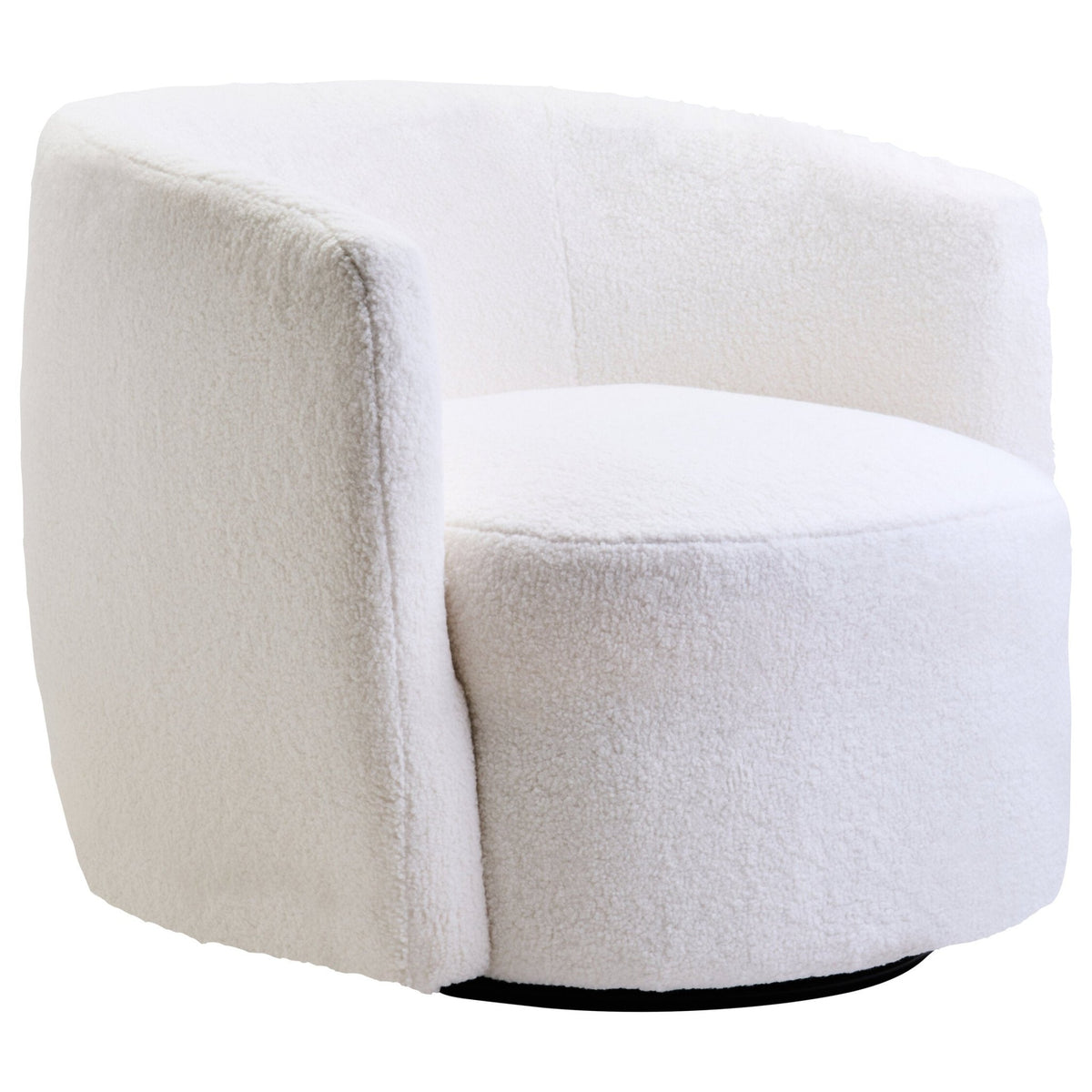 Montreal Ivory Boucle Effect Curved Lounge Chair With Swivel Base | Luxury Home Accessories | Heulog Glow
